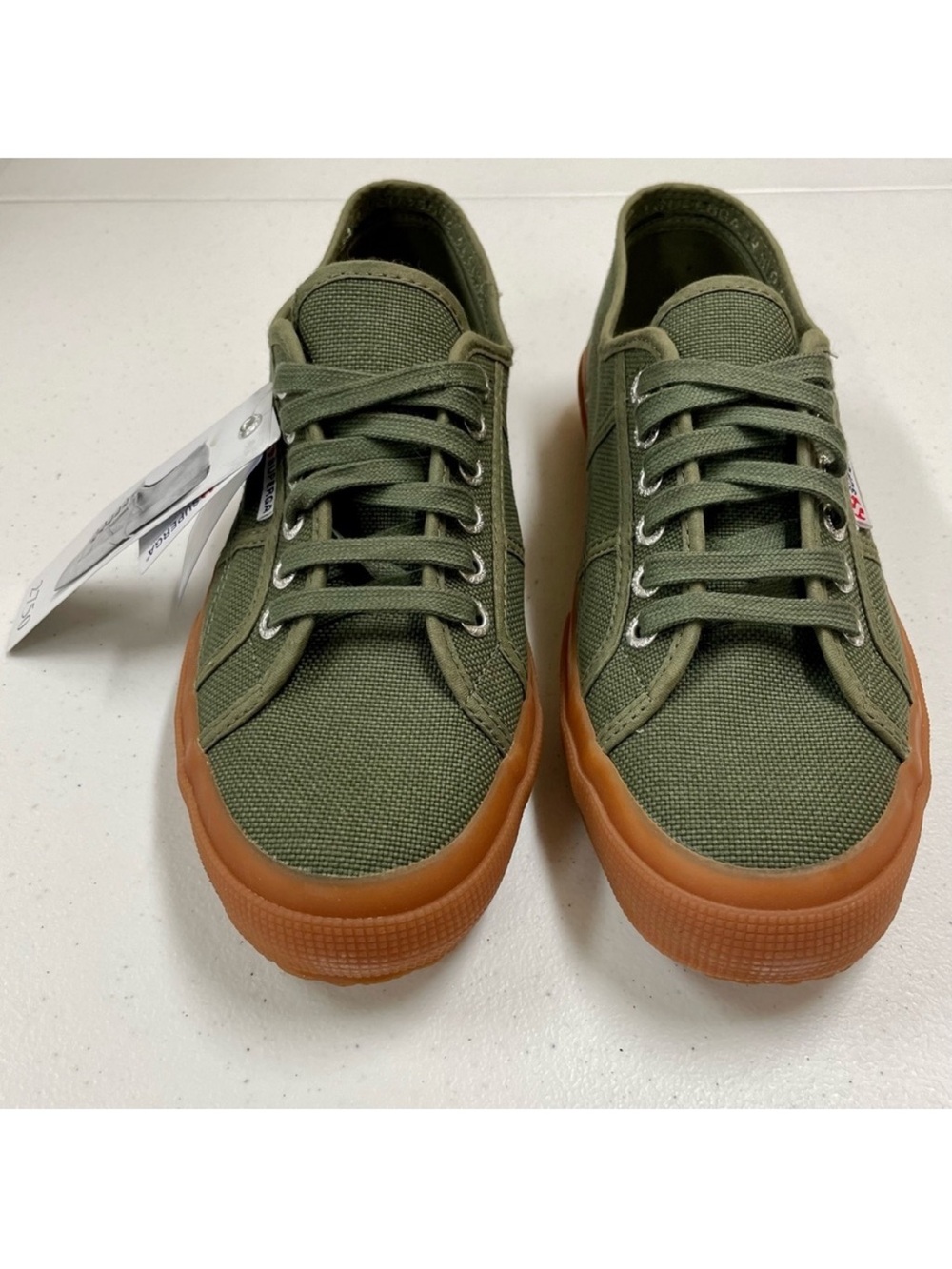 New Superga 2750 Sneakers Womens 11.5 Mens 10 Green Sherwood Gum Cotu Canvas